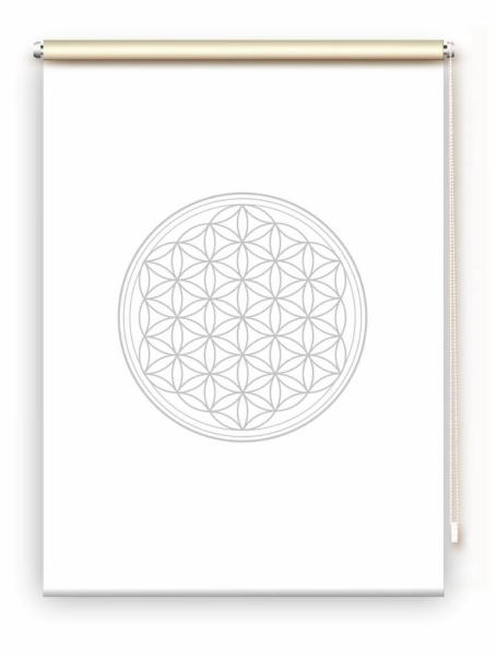 Rollo Blume des Lebens lichtgrau blanco - Sichtschutz Extartiqe